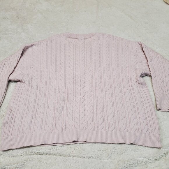 Philosophy Light Pink Chunky Cable Knit Casual Cute Cropped Sweater Plus Size 1X - Picture 4 of 8